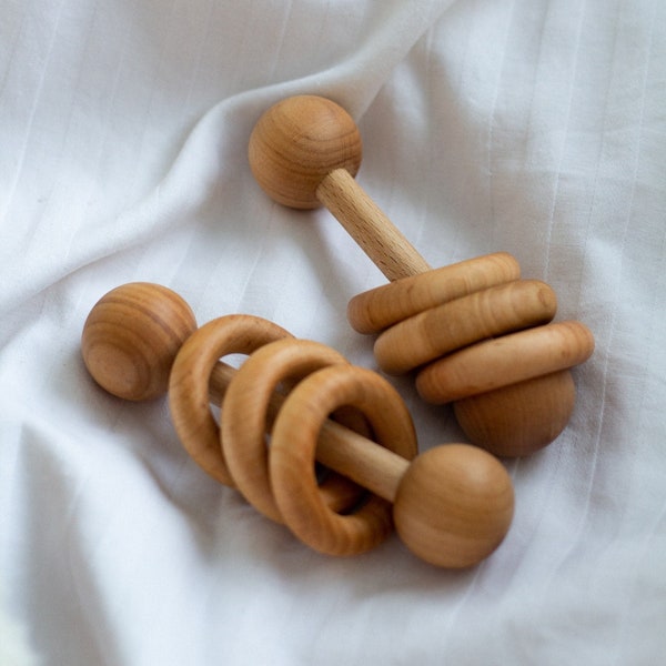 Wooden Rattle for Toddlers, Montessori Rattle, Handmade Baby Sensory Toy Instrument, waldorf toys, Rattle Shaker Toy for Kids, baby rattle