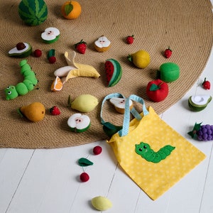 Big fruit toy set, Felt pretend play food, Felt educational toy elt Play Food Montessori felt toy