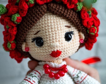 Ukrainian girl toy gift, knitted Ukrainian doll, Native Ukrainian doll, Ukrainian gift, Handmade doll, Ukrainian souvenir, valentines gift