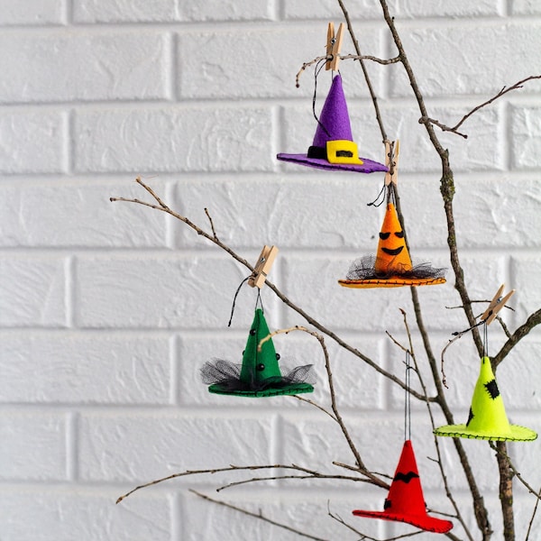 Hanging Witch Hats, witch decor aesthetic Halloween Decorations, Hanging Halloween Decorations halloween witch decor Halloween tree ornament