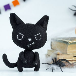 Chat noir d'Halloween, décoration d'Halloween, jouet pour chat noir, ornement d'halloween, décorations d'halloween, jouet effrayant, ornements d'arbre d'Halloween