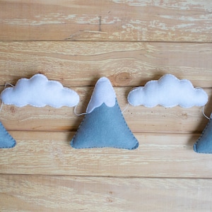 Mountain Cloud Garland / Bunting for wall decor / felt Cloud Garland / Nursery Decor / Baby Shower Gift  / Baby Gifts / Mountain Theme Decor