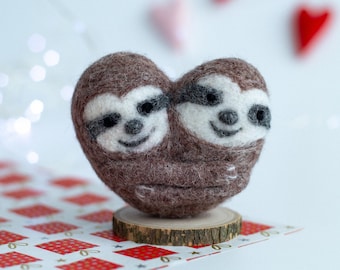 Sloth gifts Valentines day gift wool sloths Felted sloths decor Cute gift for girlfriend Romantic gift Valentines day decor