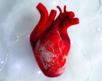 Anatomical heart Felted human heart Valentines day gift Gift for her Unique gift Doctor Gift Ideas Realistic wool heart Valentines day decor