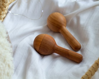 Drewniane marakasy dla maluchów, grzechotka dla niemowląt, grzechotka Montessori, ręcznie robiony instrument sensoryczny dla dzieci, grzechotka dla dzieci, zabawki waldorfskie