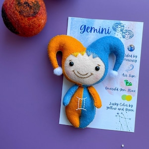 Zwillinge Geschenke, Sternzeichen Zwillinge astrologisches Zeichen, Horoskop, Zeichen des Sternzeichens Zwillinge, Geschenk für Zwillinge Gefilztes Spielzeug Zwillinge Geburtstagsgeschenk