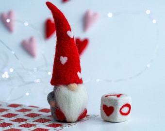 Valentines gnome Valentines day gift Felted gnome decor Cute gift for girlfriend Romantic gift Valentines day decor