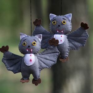 Bat ornament, Halloween bat Decoration, bat halloween decor, bat hanging, bat Wall hanging Decor, Halloween tree ornaments, hanging felt bat
