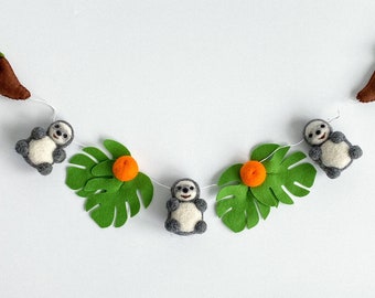 Sloth garland Nursery garland Sloth nursery wall decor, felt animals garland, safari nursery decor Jungle nursery decor Newborn nursery room