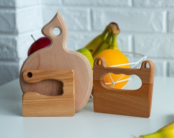 Juego de cocina de juguete para niños, cuchillo para niños pequeños, cuchillo de madera seguro, cuchillo de madera para niños para cocinar, cuchillo de madera seguro para niños, cortador de frutas para niños pequeños