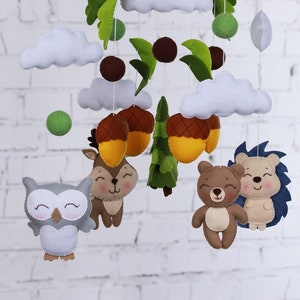 Baby mobile Woodland baby mobile, Baby felt forest mobile, Woodland Mobile, Nursery decor, Baby boy mobile, Nursery mobile woodland
