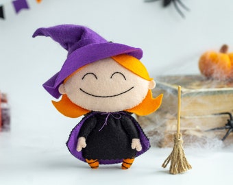 Halloween witch decor, halloween witch doll, halloween ornament, halloween witch, halloween decor witch, Halloween tree ornaments,felt witch