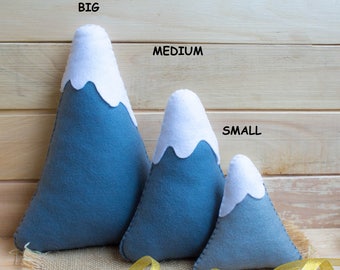 Felt mountain, Mountain Pillows, Nursery decor, Mountain decorations, Mountain Softies, Mountain Cushion, Grey home Decor, Baby girl nursery