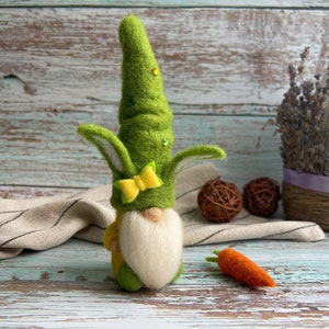 Bunny gnome with carrots, easter bunny gnome Felted gnome decor Easter decor, Gardener gift, spring gnome, holiday gnome Easter gnomes