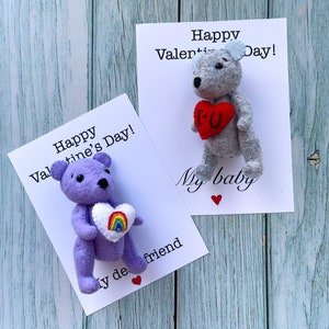 Bären-Liebeskarte l Valentinstagskarte l Valentinstagskarte für sie l Liebeskarte l Bärenkarte l Handgenähte Filztasche Umarmung | Pick Me Up Geschenk