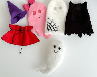 Peluche fantasma para disfrazarse: juguete de Halloween de fieltro hecho a mano con disfraces