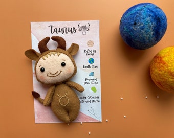 Taurus gift, Zodiac Sign Taurus, Astrological Sign, horoscope, sign of zodiac, gift for pisces Felted toys Taurus Birthday Gift Zodiac Gift