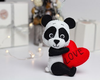 Valentine's day gift for her, panda with heart, Valentine's day decor, Valentine's love, Valentine's gift personalized Valentine's card gift
