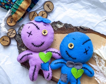 Zombie set of 2 Little Zombie girl and boy Halloween Decoration, Halloween Doll, October Decor, Felt halloween ornaments Halloween gift