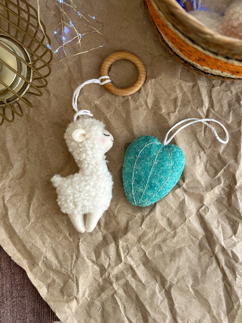 Boucle llama and cactus ornament