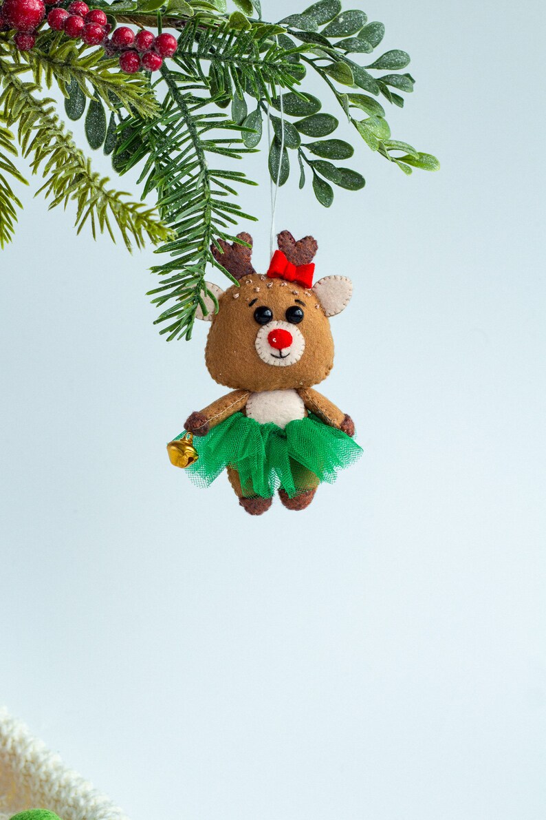 Christmas Deer ornament Felt Christmas Decoration, Home Decor Hanging ornament Christmas Tree Decor Reindeer ornaments image 7