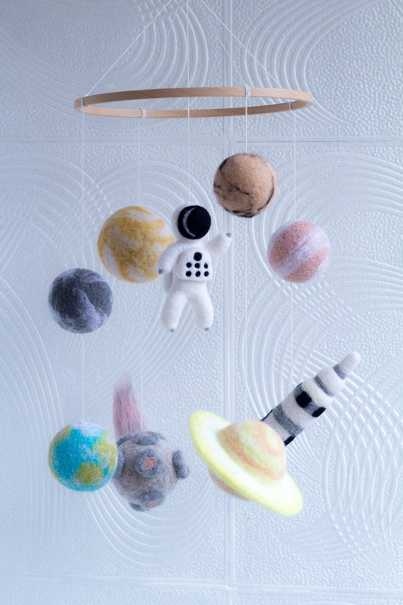 Space Baby Mobile Hanging Crib Mobile New Baby Gift Planets Mobile Solar Systems Mobile Moon Planets Rocket Ship Mobile
