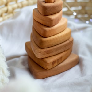 Wooden Ring Stacker Wooden Ring Pyramid Tower, First Toys for Baby, toddler montessori toys, Educational Toy, Waldorf Sensory Toys