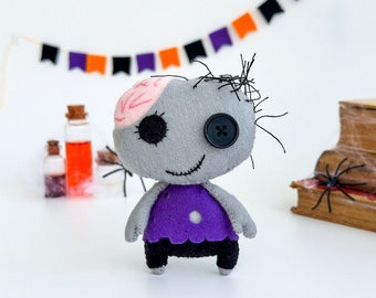 Felt Zombie Ornament, Halloween decor, halloween felt toy, halloween ornament, halloween decorations, spooky toy, Halloween tree ornaments
