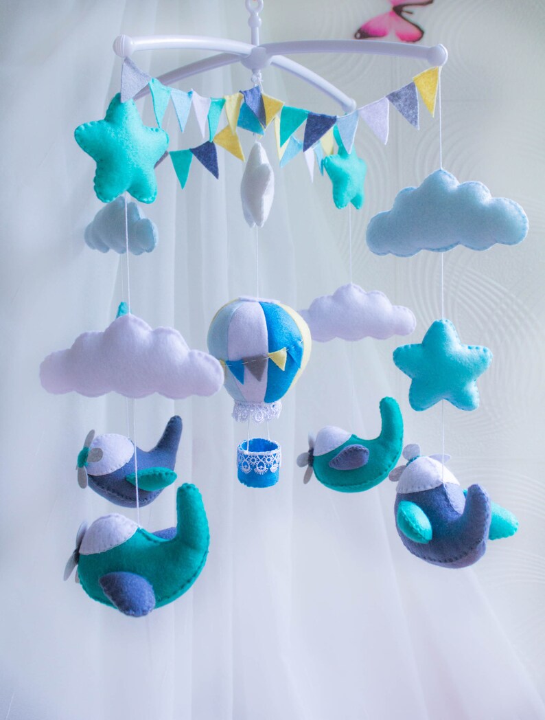 Airplane mobile Baby crib mobile Airplanebaby mobilenursery Etsy