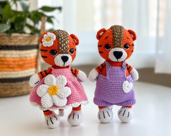 Crochet Tiger set of 2 Amigurumi Toys
