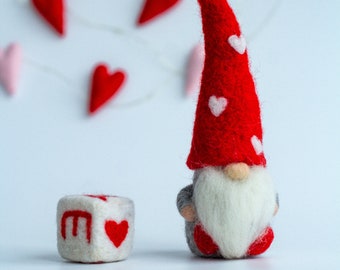 Valentines gnome Valentines day gift Felted gnome decor Cute gift for girlfriend Romantic gift Valentines day decor