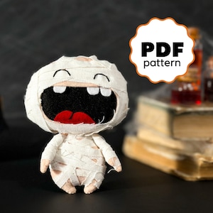 Halloween Mummy pattern PDF pattern Easy pattern Mummy Halloween ornament tutorial Felt halloween spooky toy DIY ornament