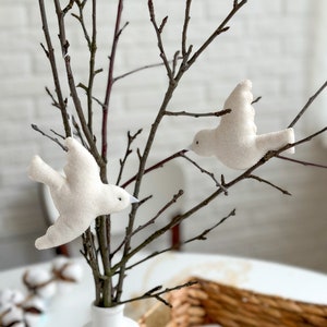 Felt White Bird Ornaments, Easter ornament, Easter decorations, Easter gifts, Easter Tree Decor, Wedding decorations, holiday ornaments image 1