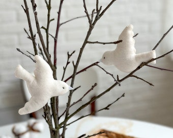 Felt White Bird Ornaments, Easter ornament, Easter decorations, Easter gifts, Easter Tree Decor, Wedding decorations, holiday ornaments