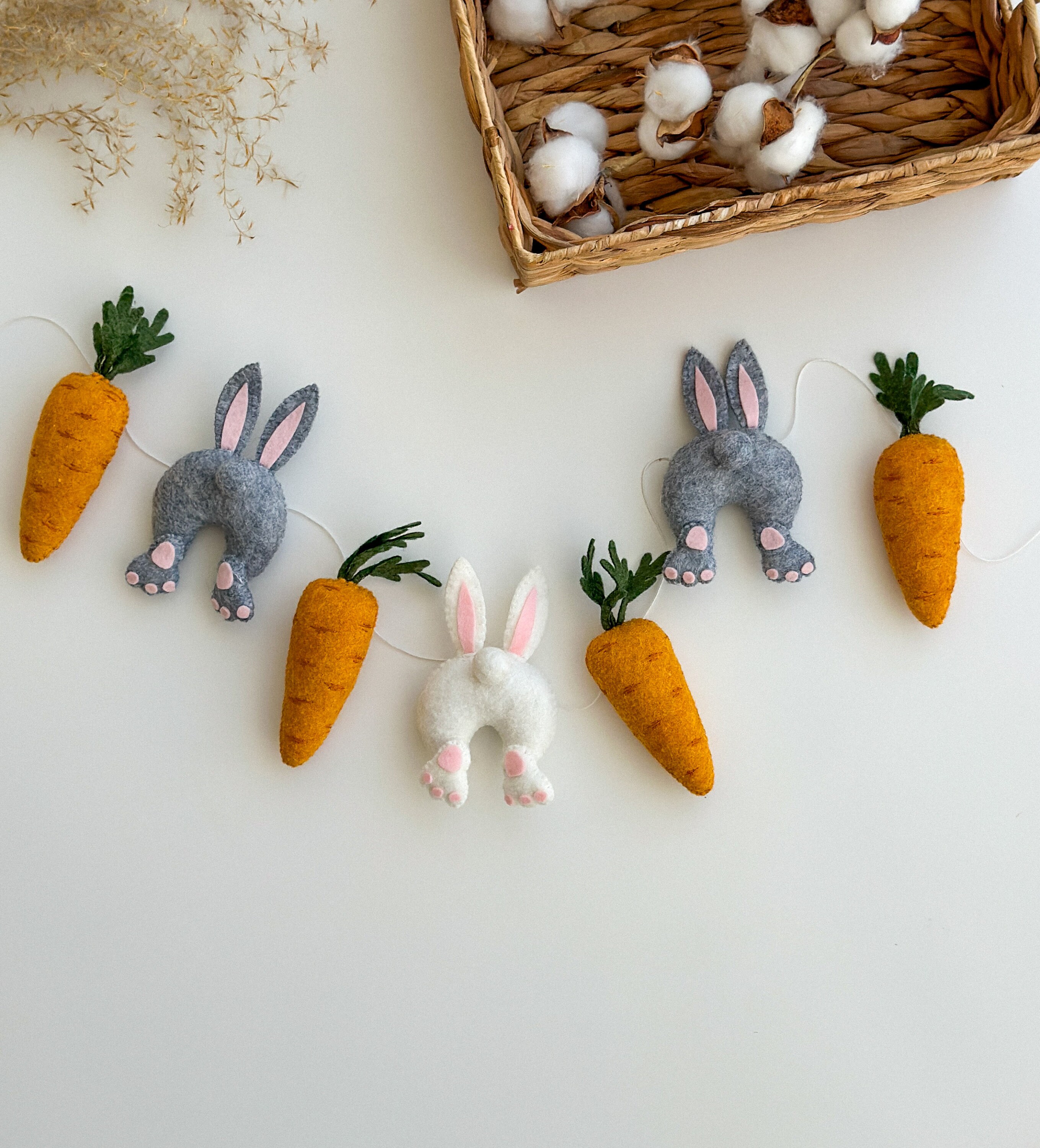 Easter Garland, Felt Bunny Garland, Easter Decor, Spring Garland ...