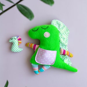 Dinosaur toy Stuffed animal Plush animals New Baby Gift, Baby Comforter Dinosaur gift, stuffed Dinosaur toy for sleep dinosaur cotton fabric image 1