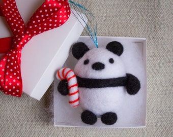 Felted panda Ornament Christmas Ornament panda Ornament Christmas Decoration Woodland Ornament, Christmas Gift Felt Christmas ornaments