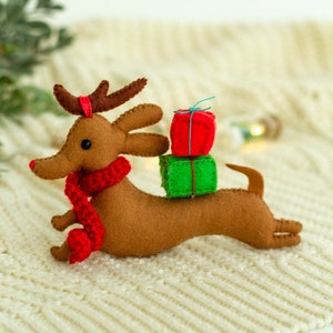 Christmas dog ornament Felt funny dog Christmas dog Christmas Ornaments Christmas gifts, Christmas decor Felt dachshund dog ornament image 9