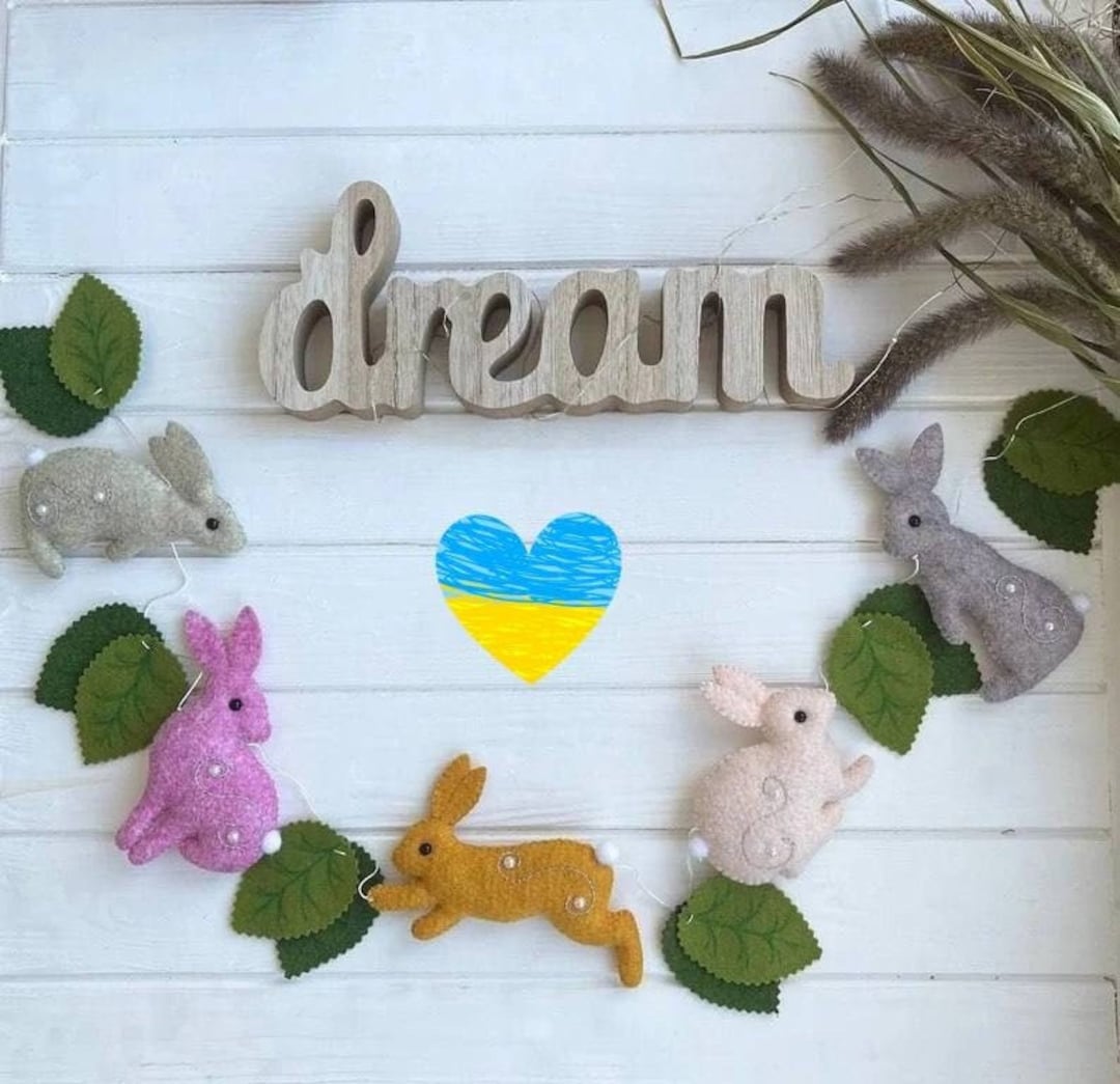 Bunny Garland, Spring Garland, Easter Felt Garland Bunnies and Felt ...