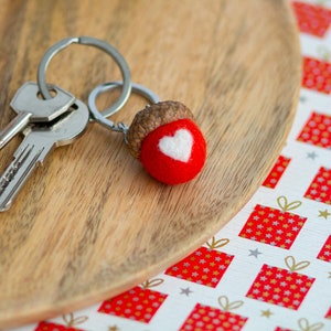 Handmade keychain "Love" gifts for her valentines day Wool white and red acorn keychain Cute keychain Small gifts for valentines day image 9