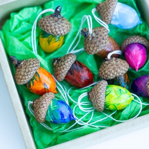 Multicolor Acorns Hand Painted Multi-colored Acorns Set of 10/20/30 Natural Acorns Fall ...
