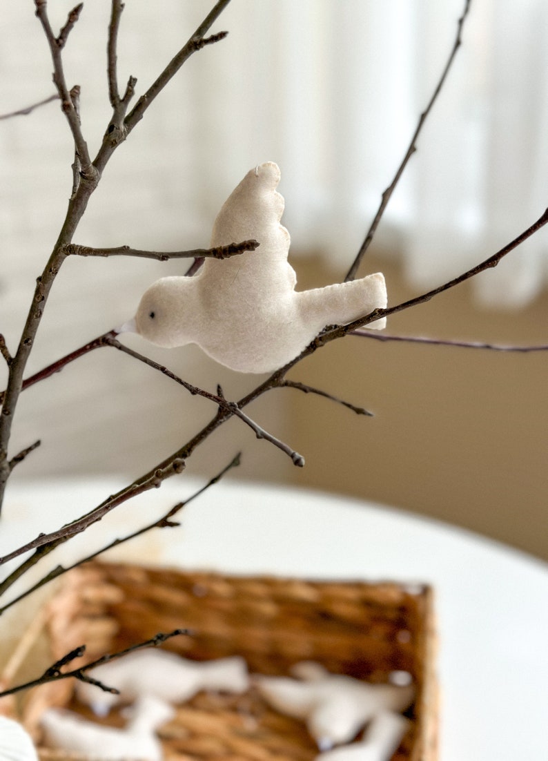 Felt White Bird Ornaments, Easter ornament, Easter decorations, Easter gifts, Easter Tree Decor, Wedding decorations, holiday ornaments image 7