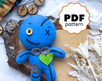 Felt Zombie boy pattern PDF pattern Easy pattern Halloween Zombie boy Halloween ornament tutorial Felt halloween spooky toy DIY ornament