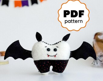 Filz Zahn Ornament Halloween Fledermaus: PDF Schnittmuster