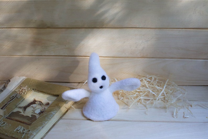 Needle Felted Ghost Wool Felt Halloween Display October Decor image 1