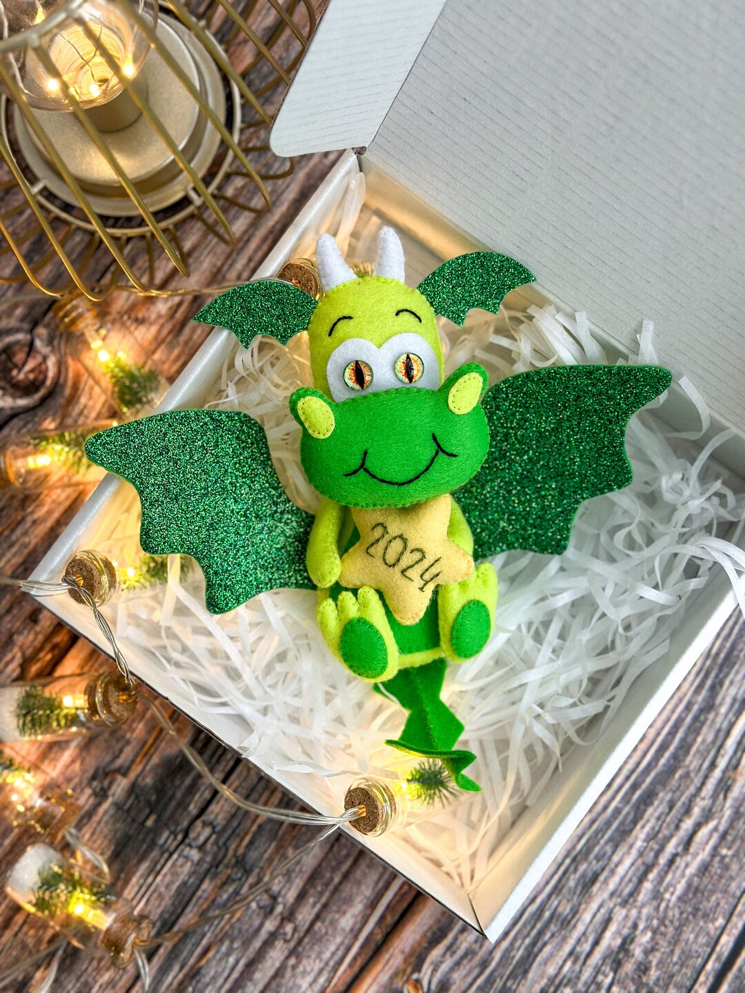 Christmas 2024 Gifts, Christmas Dragon, Felt Green Dragon, Christmas