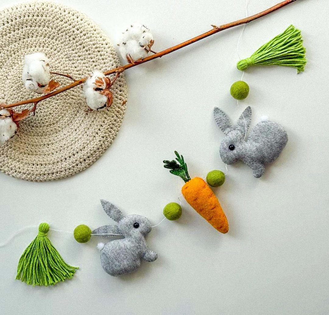 Felt Easter Bunny and Carrot Garland: Spring Decor - Etsy