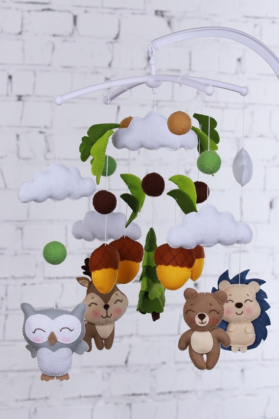 woodland themed cot mobile
