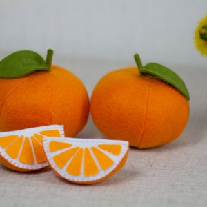 Orange play food, Citrus fruits felt, Toy Orange stuffed toys for baby, pretend play kids kitchen, cooking toys, farmers market image 2