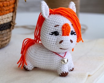 Handmade Crochet unicorn with Bell, Amigurumi Plushie, Handmade Knitted unicorn, handmade unicorn toy, amigurumi unicorn, Crocheted unicorn